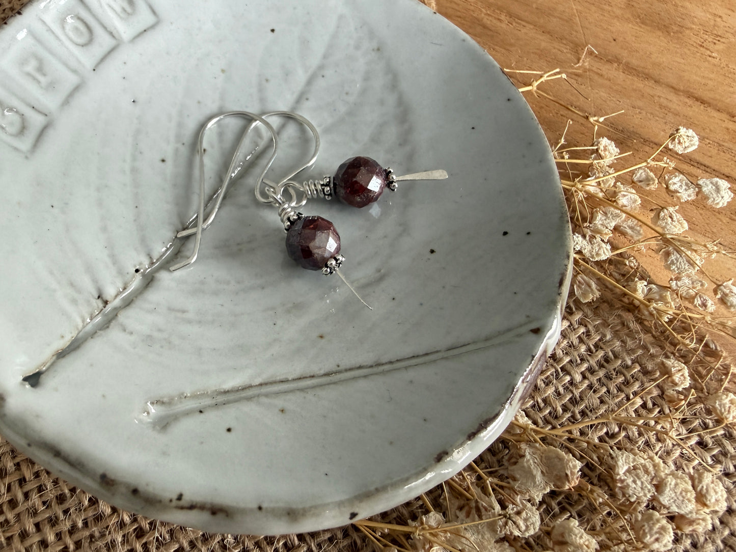 Raw Garnet Earrings