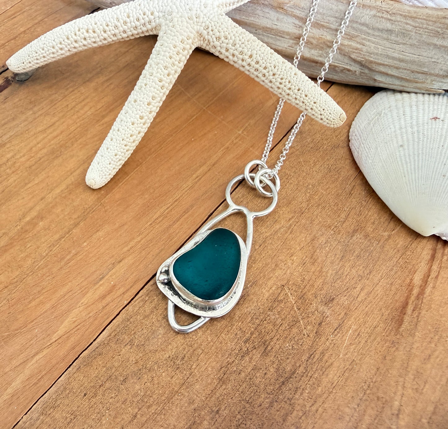 Carribean Teal Sea Glass Necklace