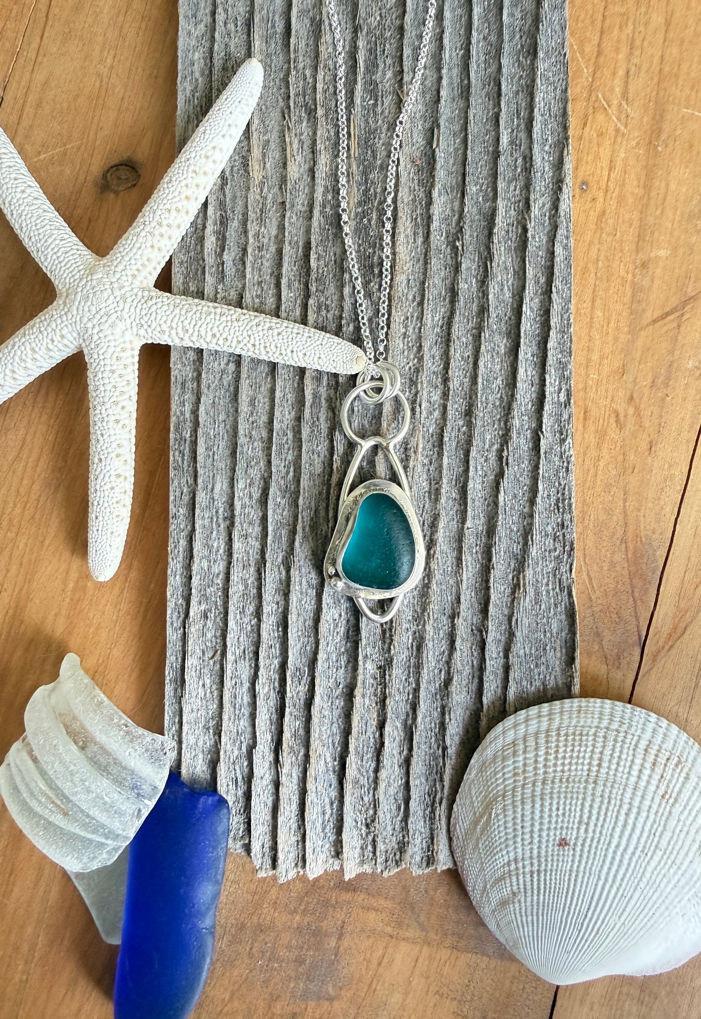 Carribean Teal Sea Glass Necklace