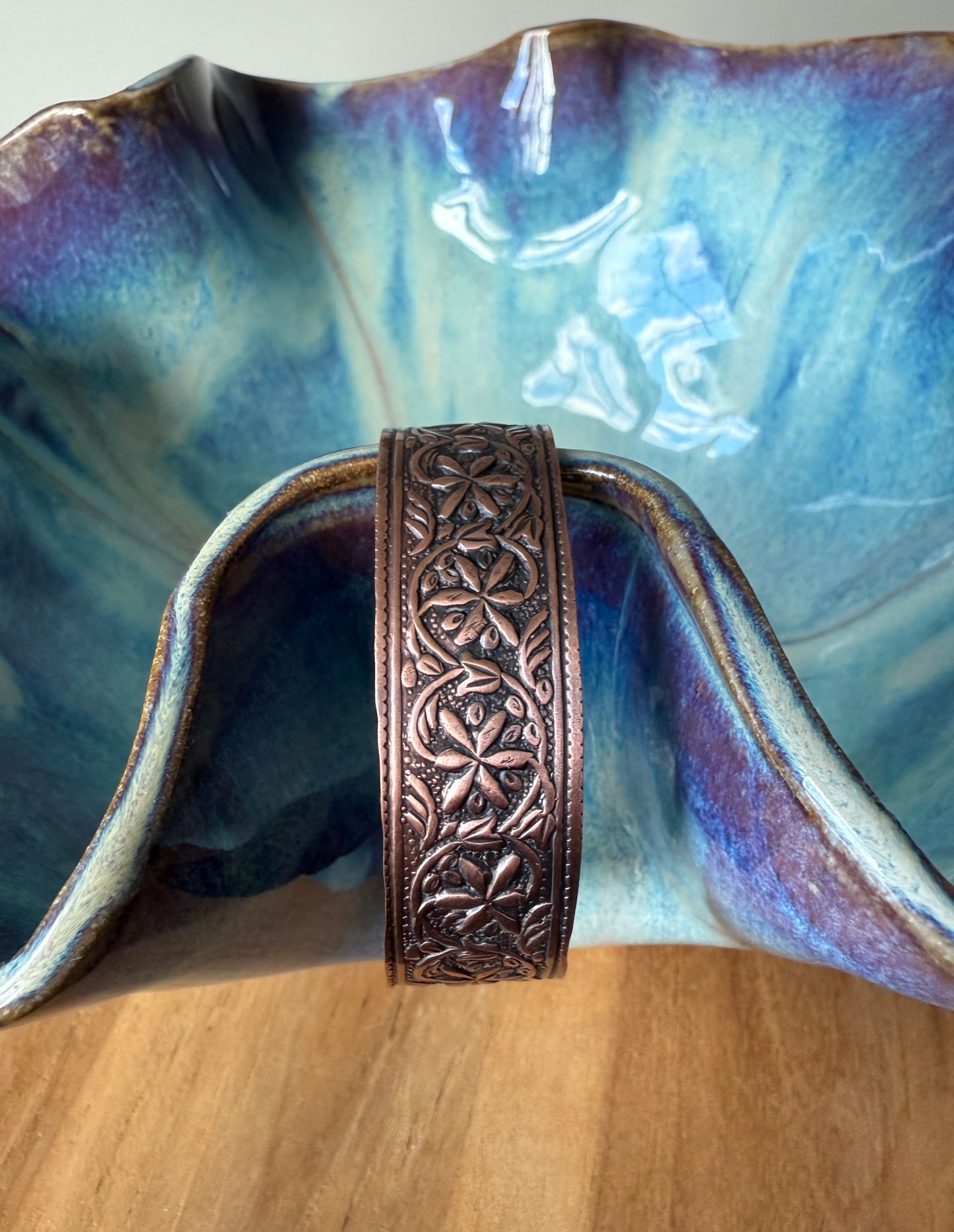 Vintage Floral Copper Cuff