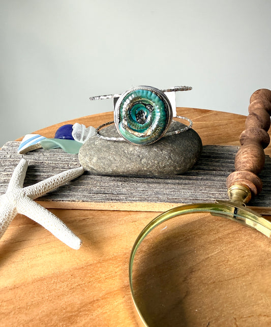 Lamp Work Glass Ammonite Cuff Bracelet