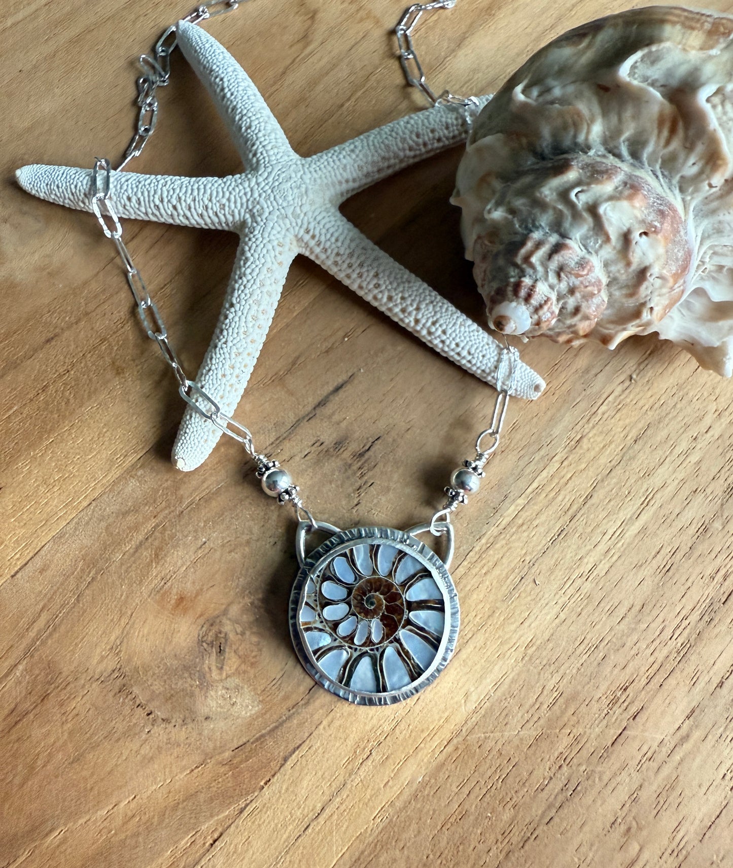 Mother of Pearl Ammonite Necklace