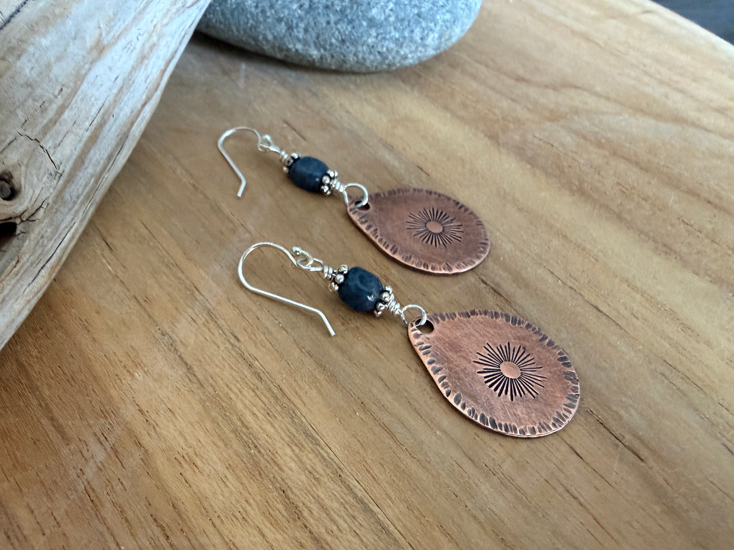 Copper and Sodalite Earrings