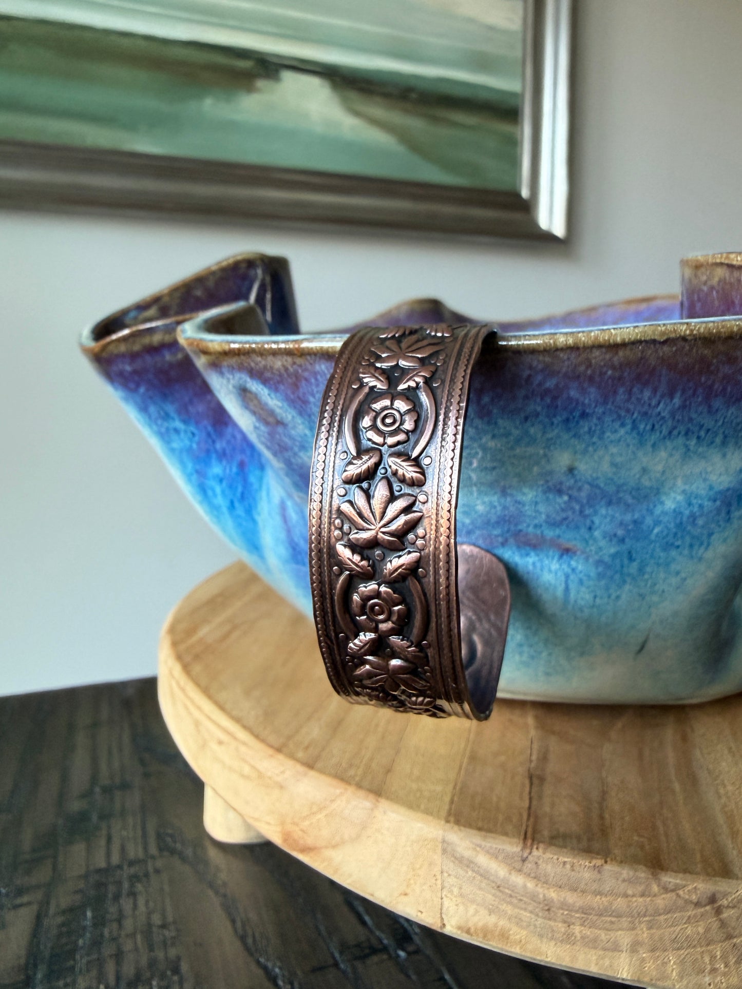 Copper Cuff with Floral Pattern