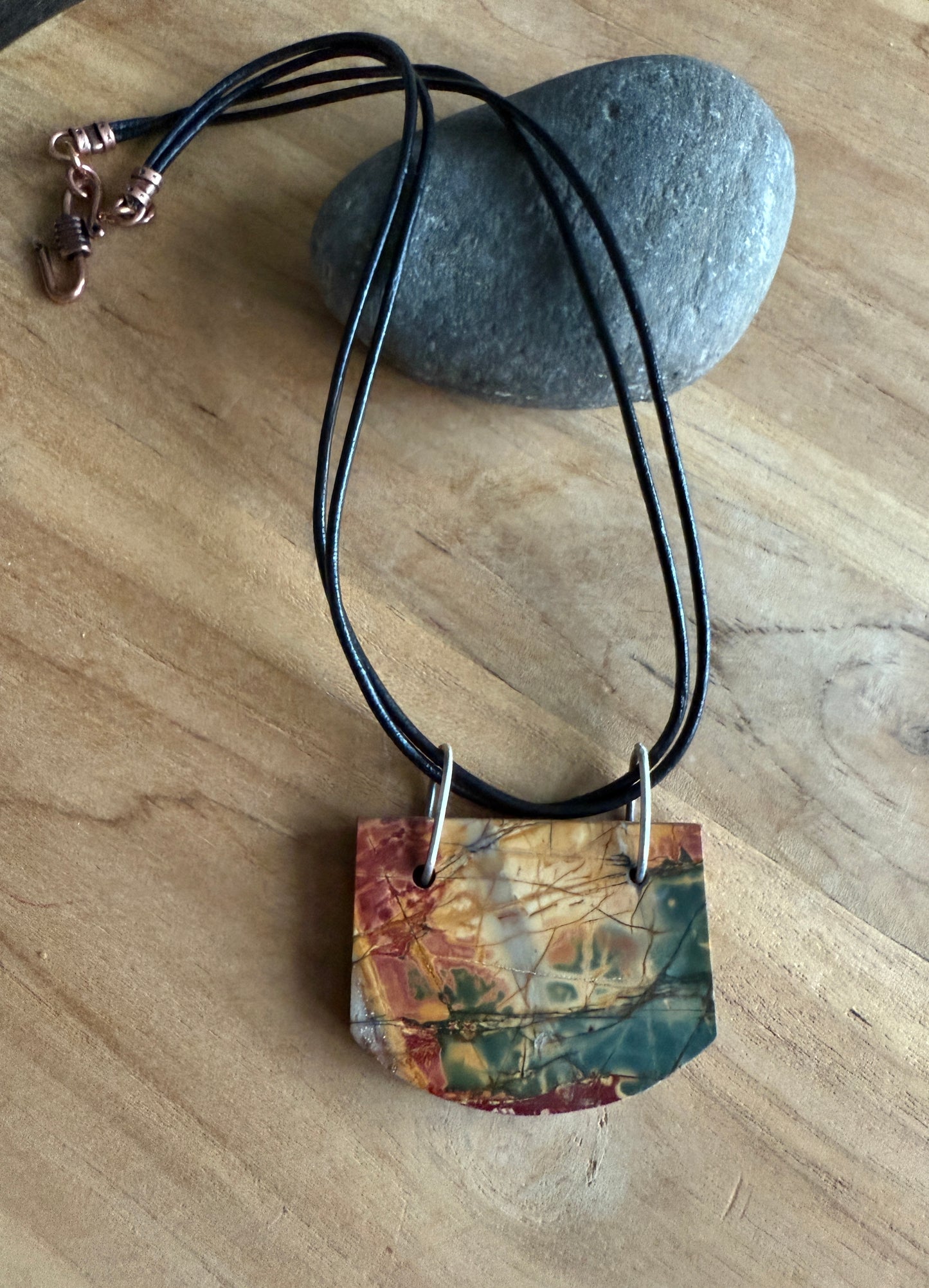 Red Creek Jasper Leather Necklace