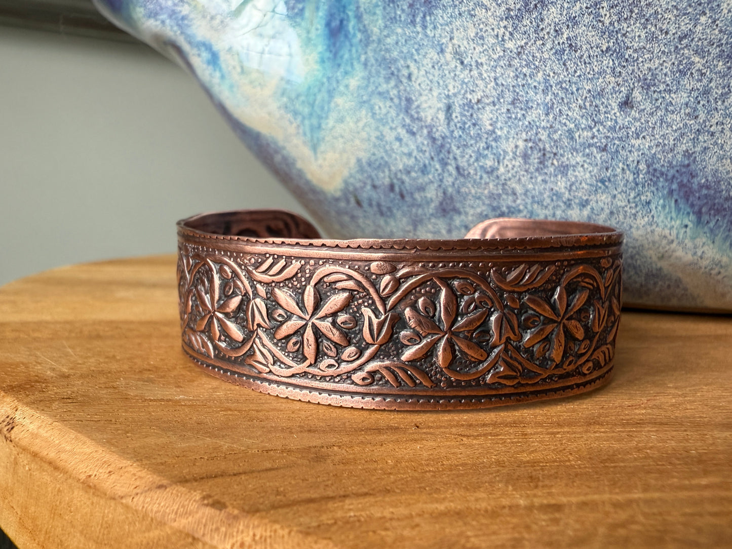 Vintage Floral Copper Cuff