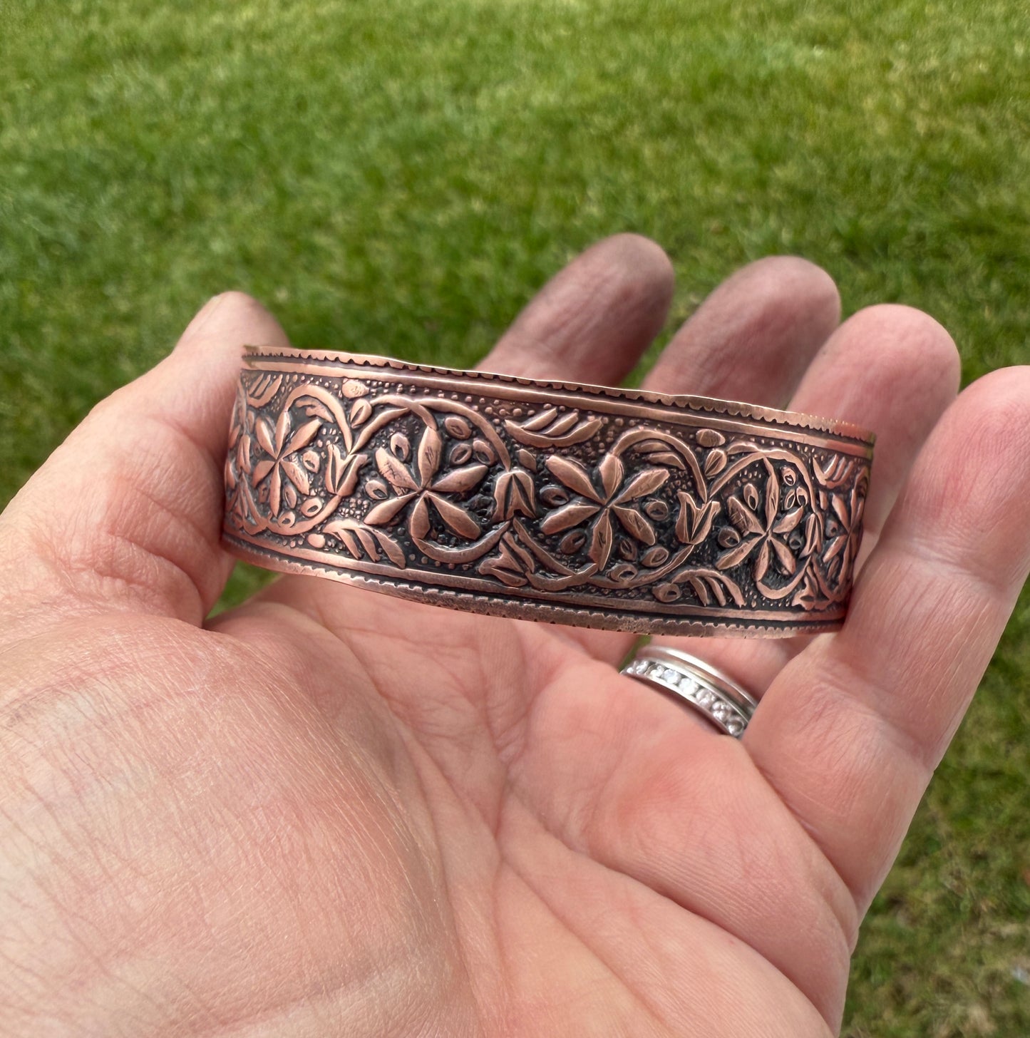Vintage Floral Copper Cuff