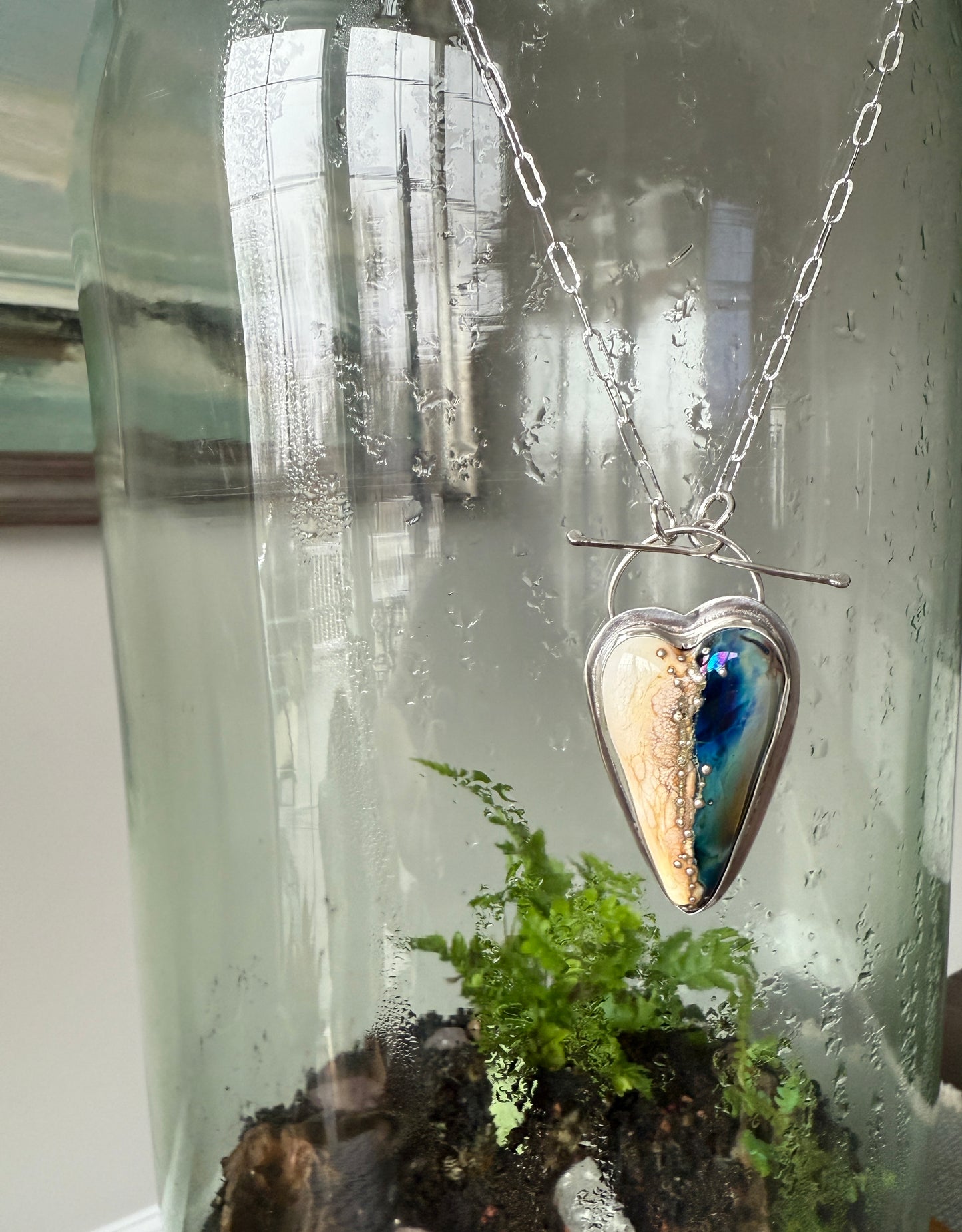 Lamp Work Glass Heart Necklace