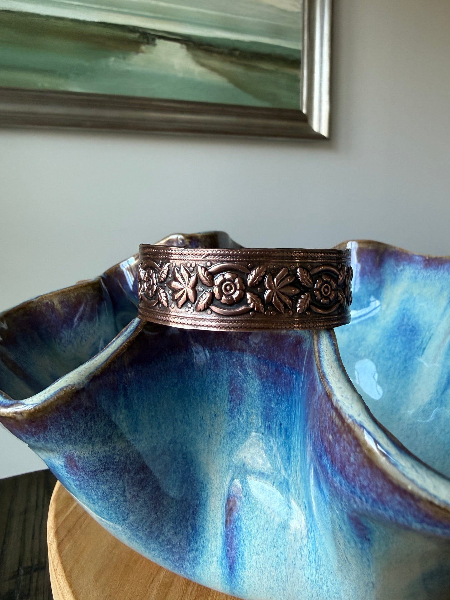 Copper Cuff with Floral Pattern