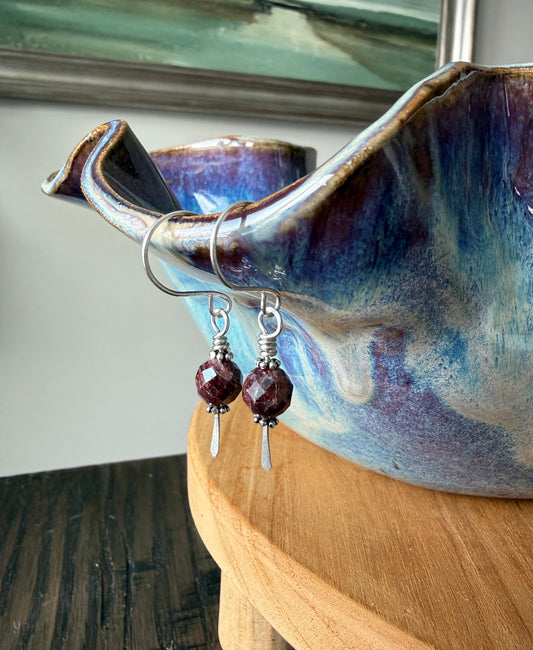 Raw Garnet Earrings