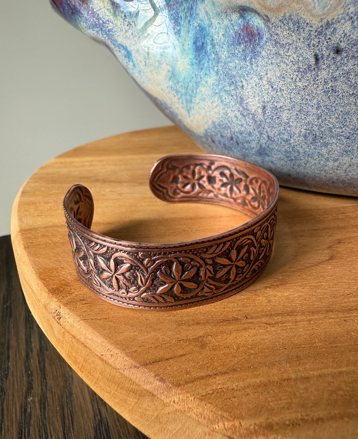 Vintage Floral Copper Cuff