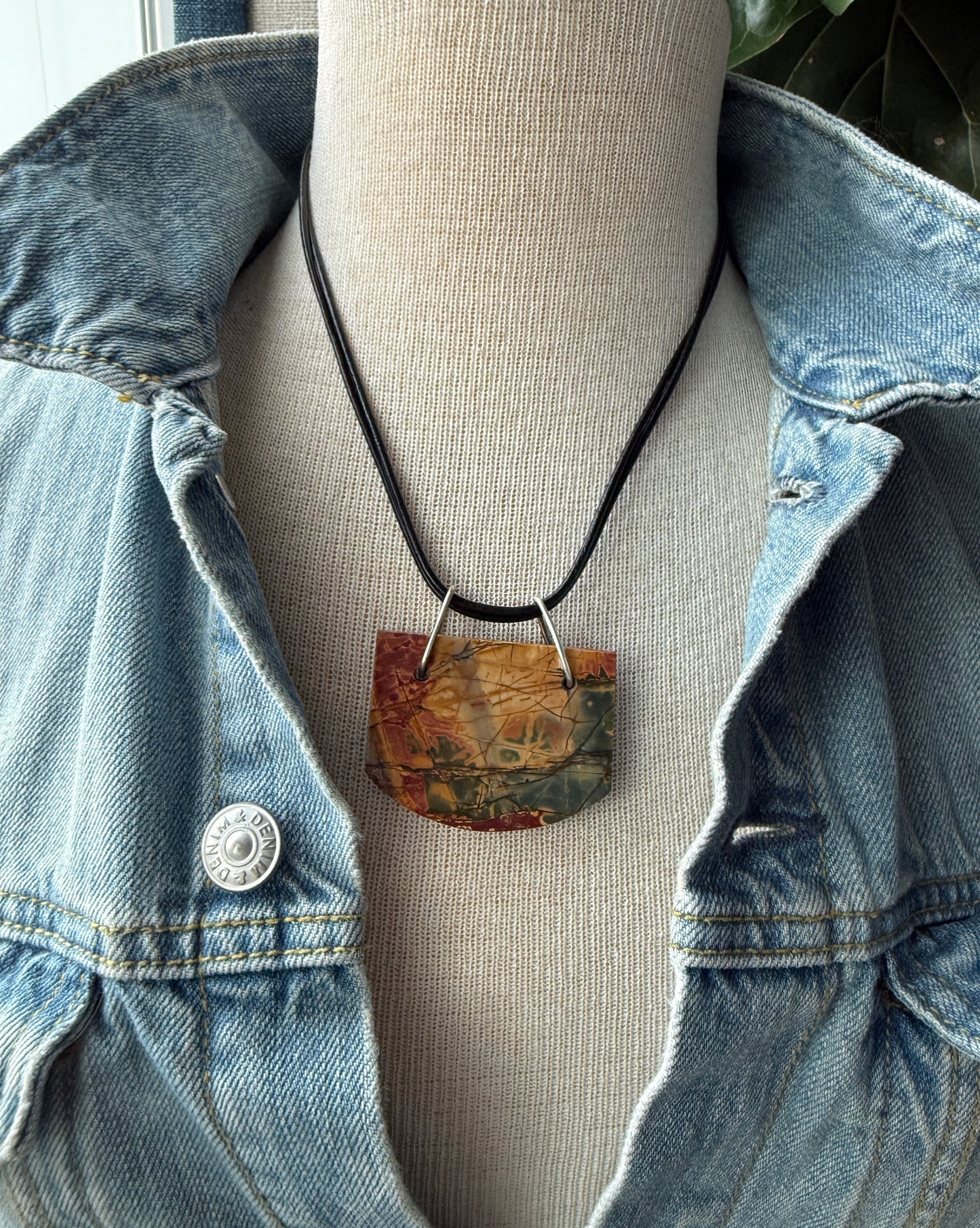 Red Creek Jasper Leather Necklace