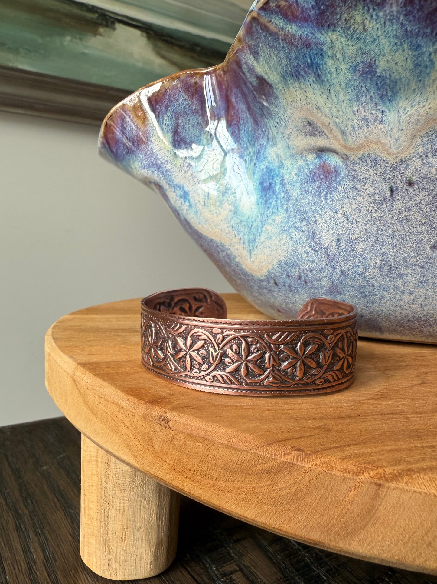 Vintage Floral Copper Cuff