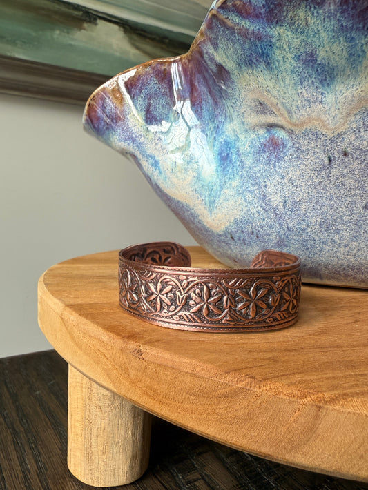 Vintage Floral Copper Cuff