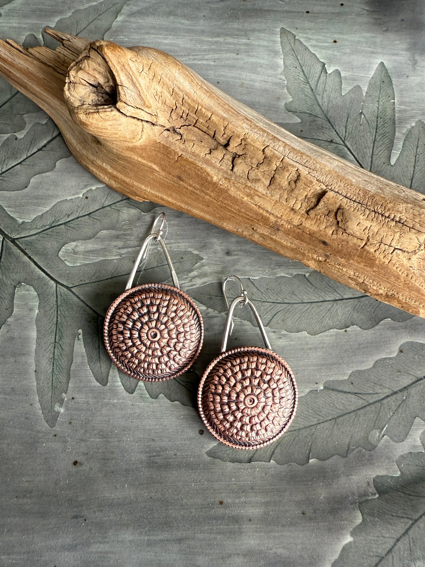 Copper and Silver Medallion Earrings