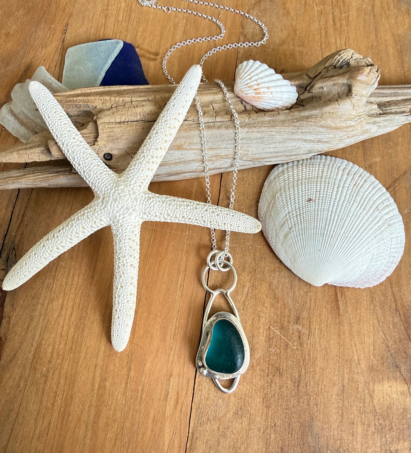 Carribean Teal Sea Glass Necklace
