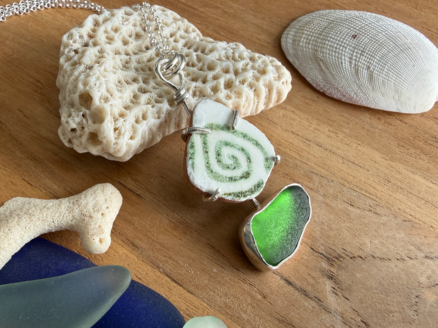 Spin Me Right Round Sea Glass Necklace