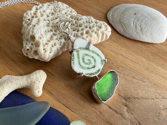 Spin Me Right Round Sea Glass Necklace
