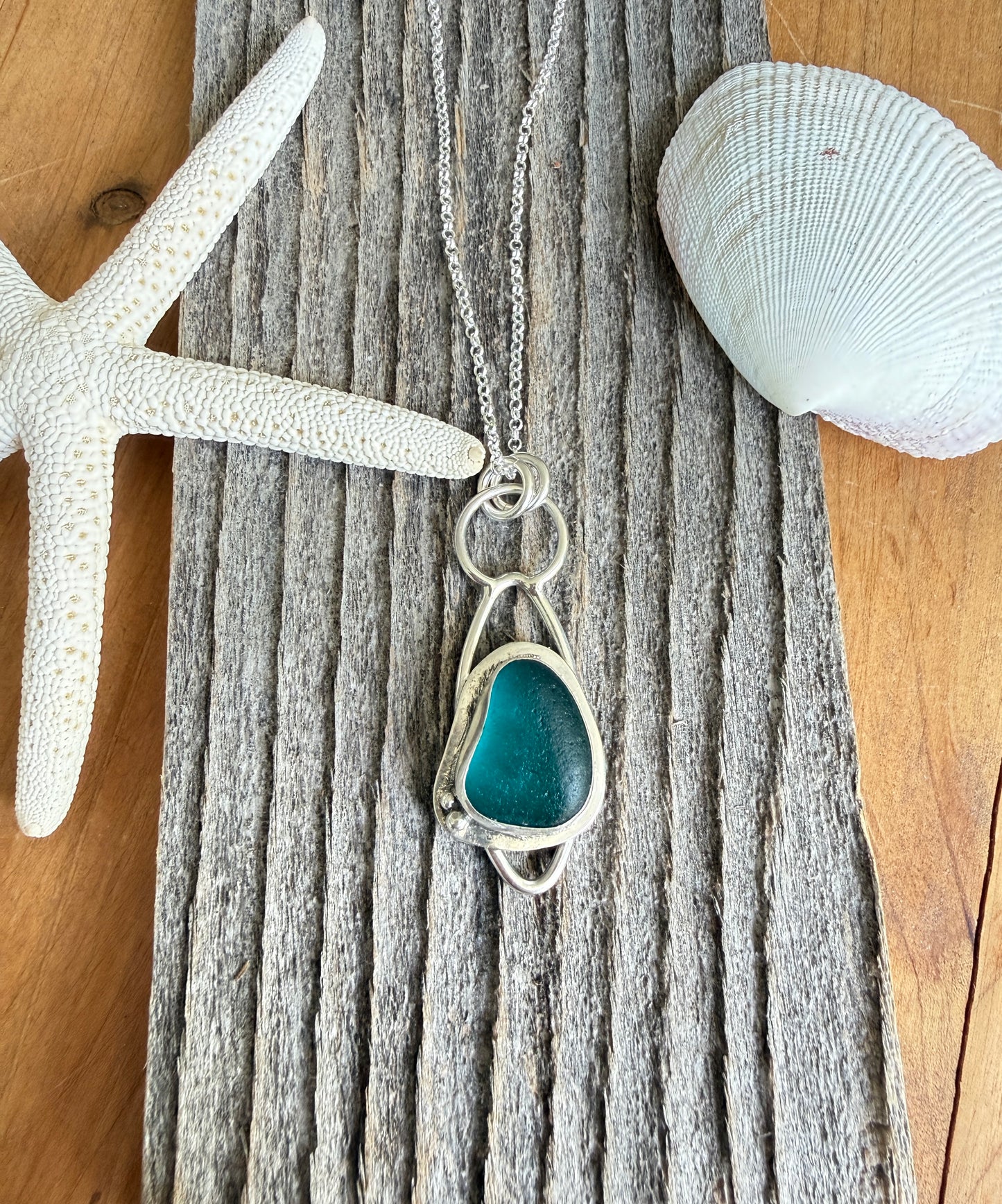 Carribean Teal Sea Glass Necklace