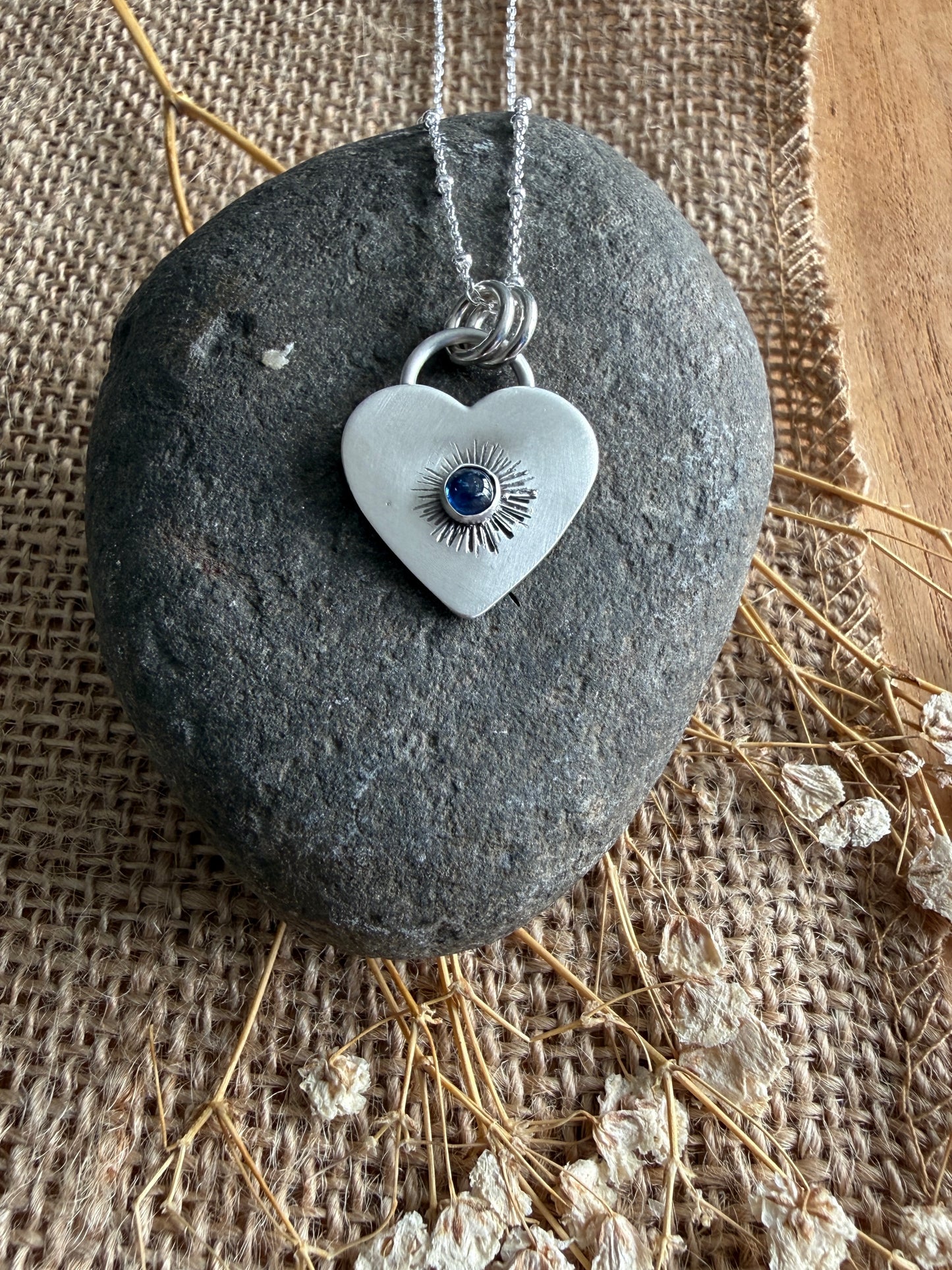 Silver and Kyanite Heart Necklace