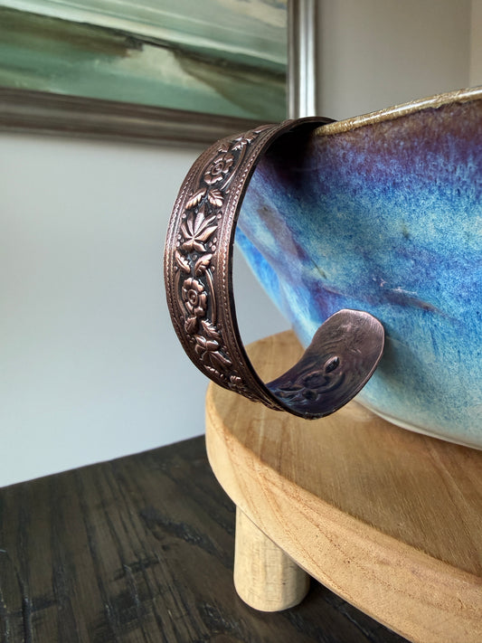 Copper Cuff with Floral Pattern