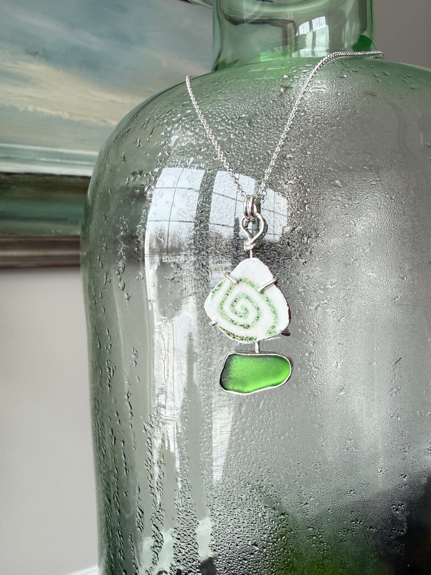 Spin Me Right Round Sea Glass Necklace