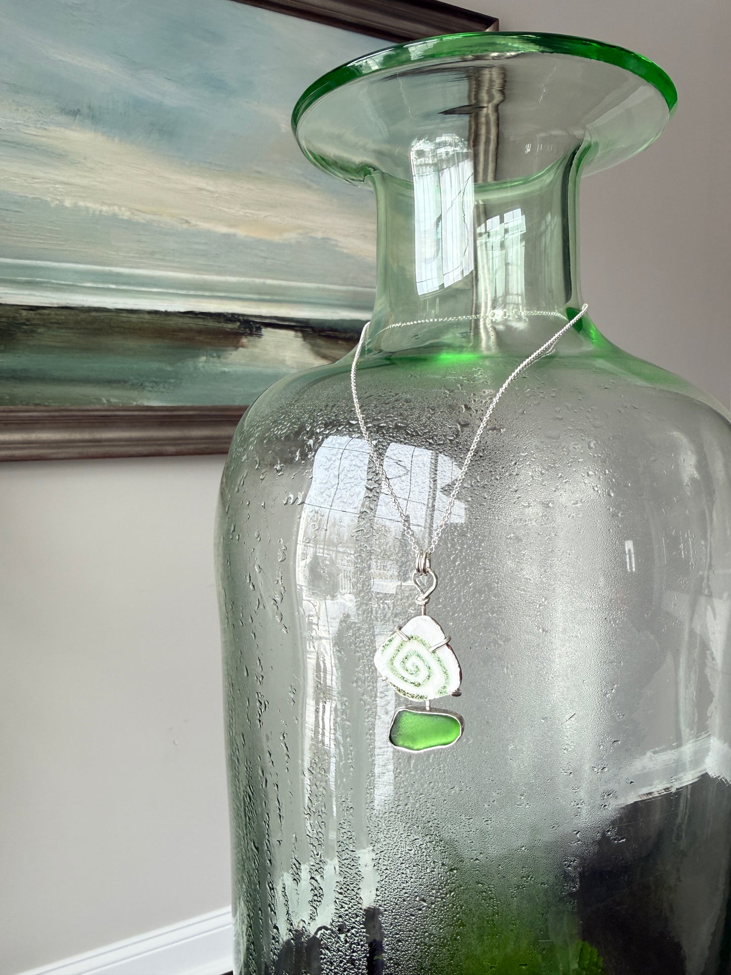 Spin Me Right Round Sea Glass Necklace