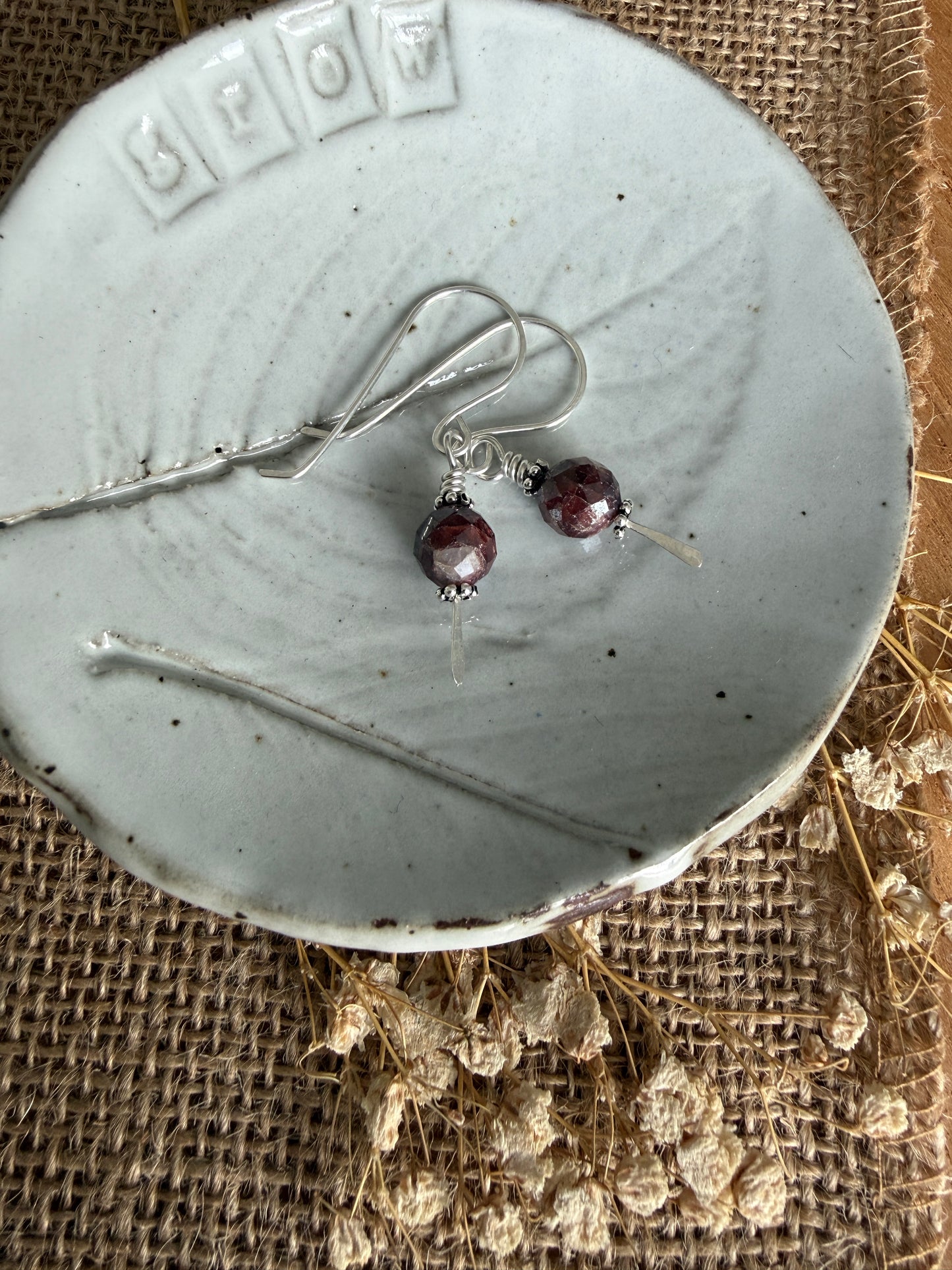 Raw Garnet Earrings