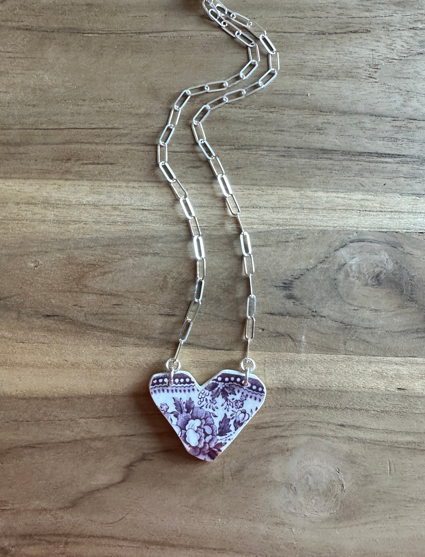 Tumbled China Heart Necklace