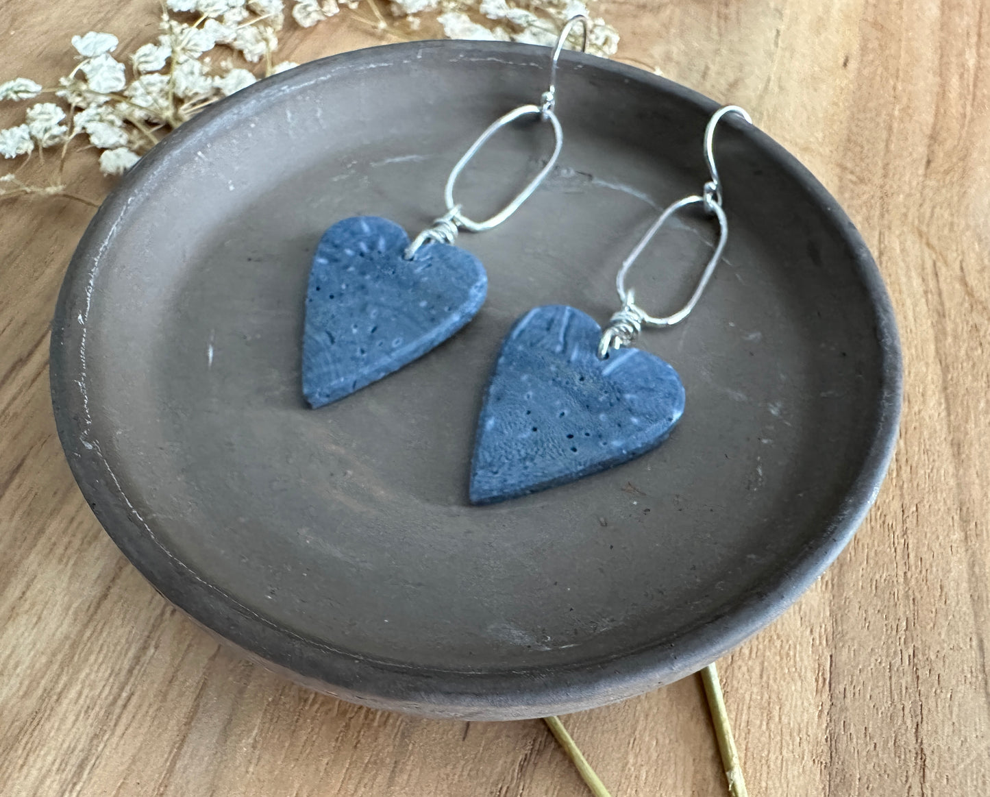 Blue Spong Coral Heart Earrings
