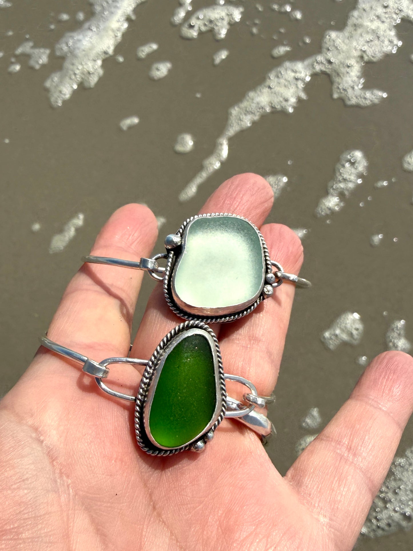 Sea Foam Sea Glass Bracelet