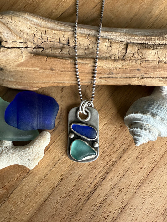 Sea Glass Dog Tag Necklace