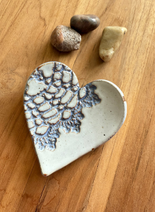 Lace Heart Pottery Trinket Dish