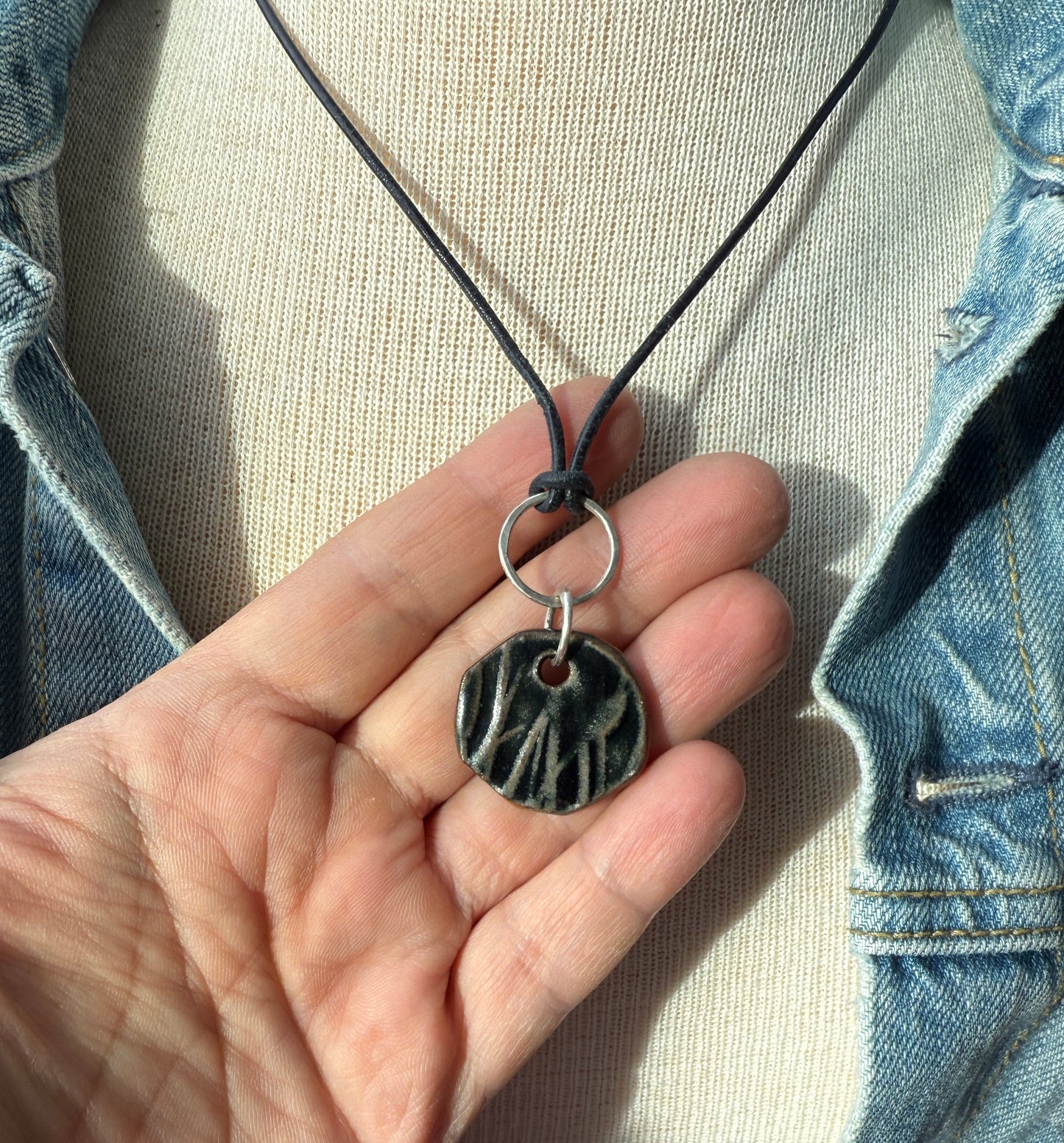 Pottery and Leather Necklace