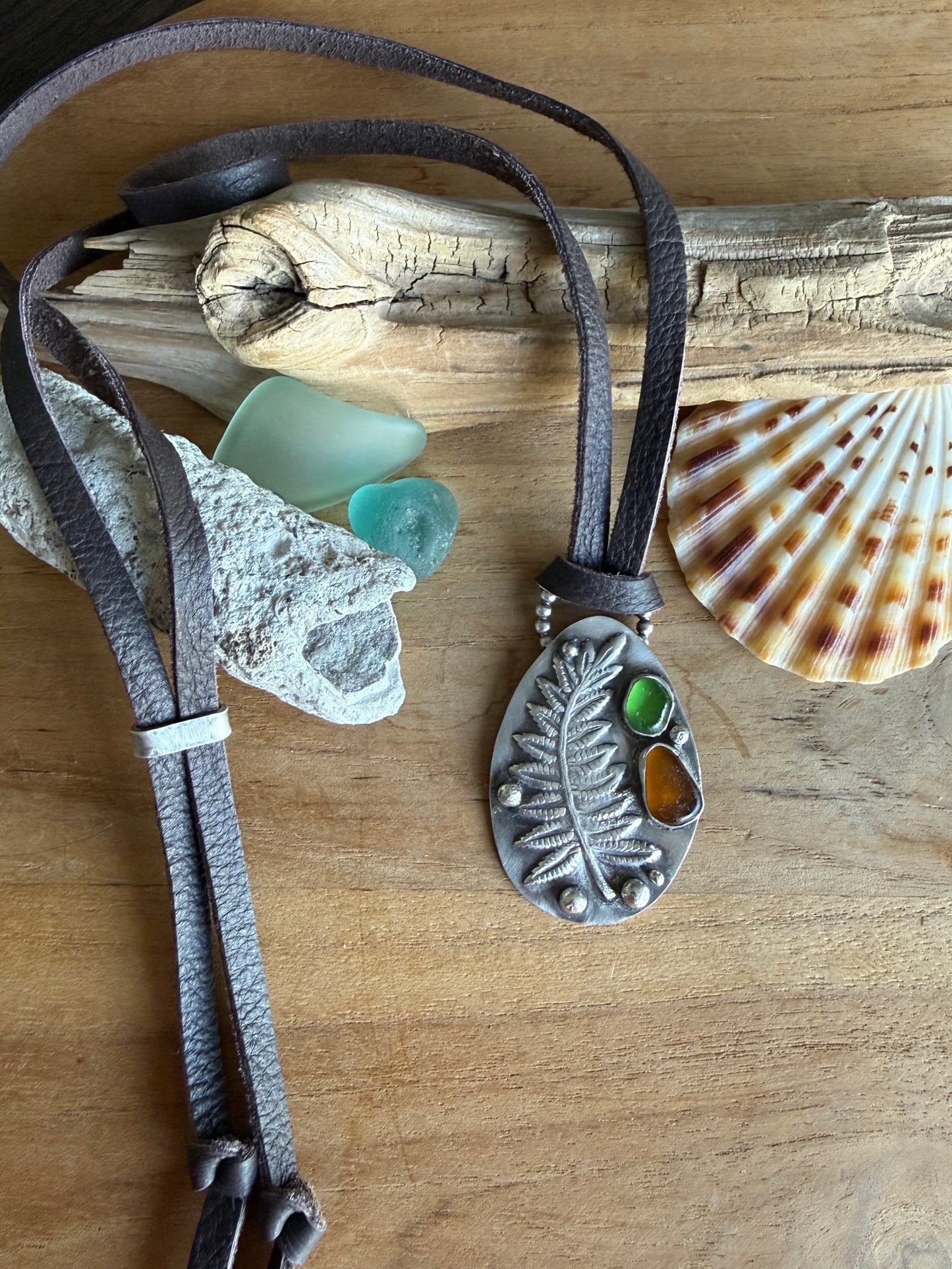 Sea Glass Fern Necklace
