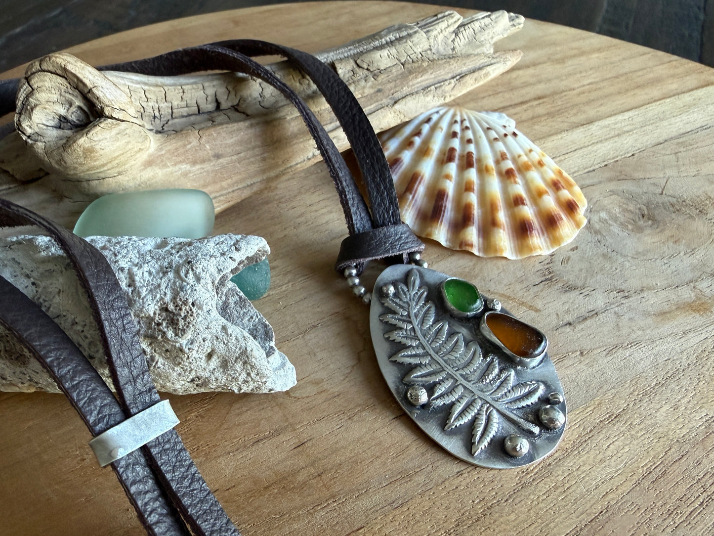 Sea Glass Fern Necklace