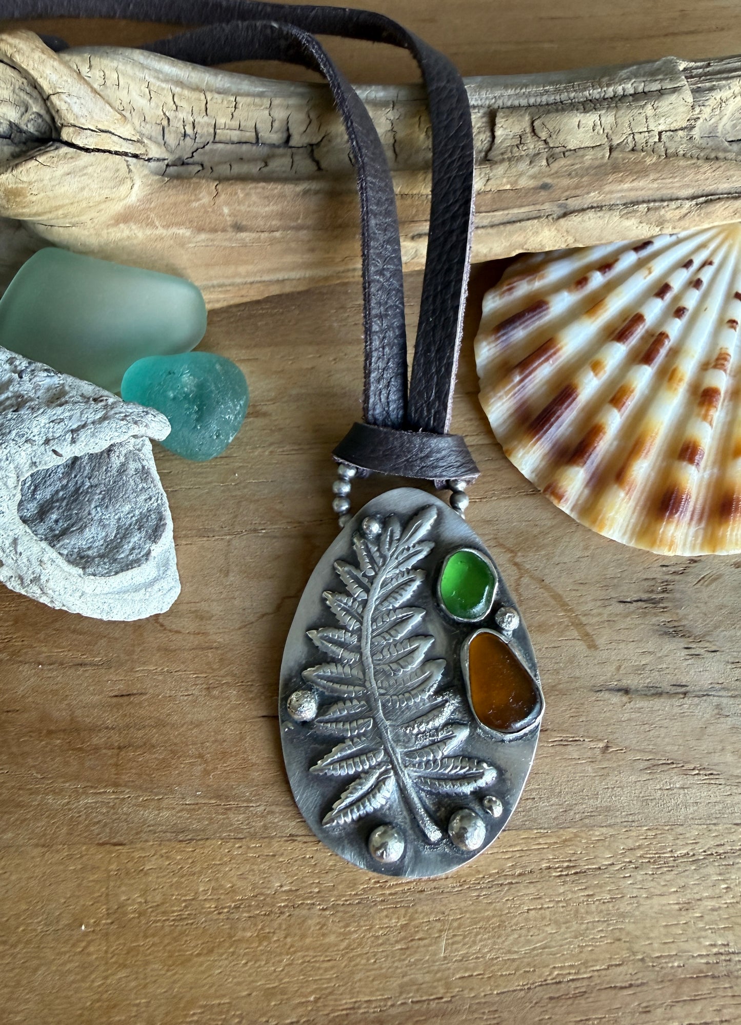 Sea Glass Fern Necklace