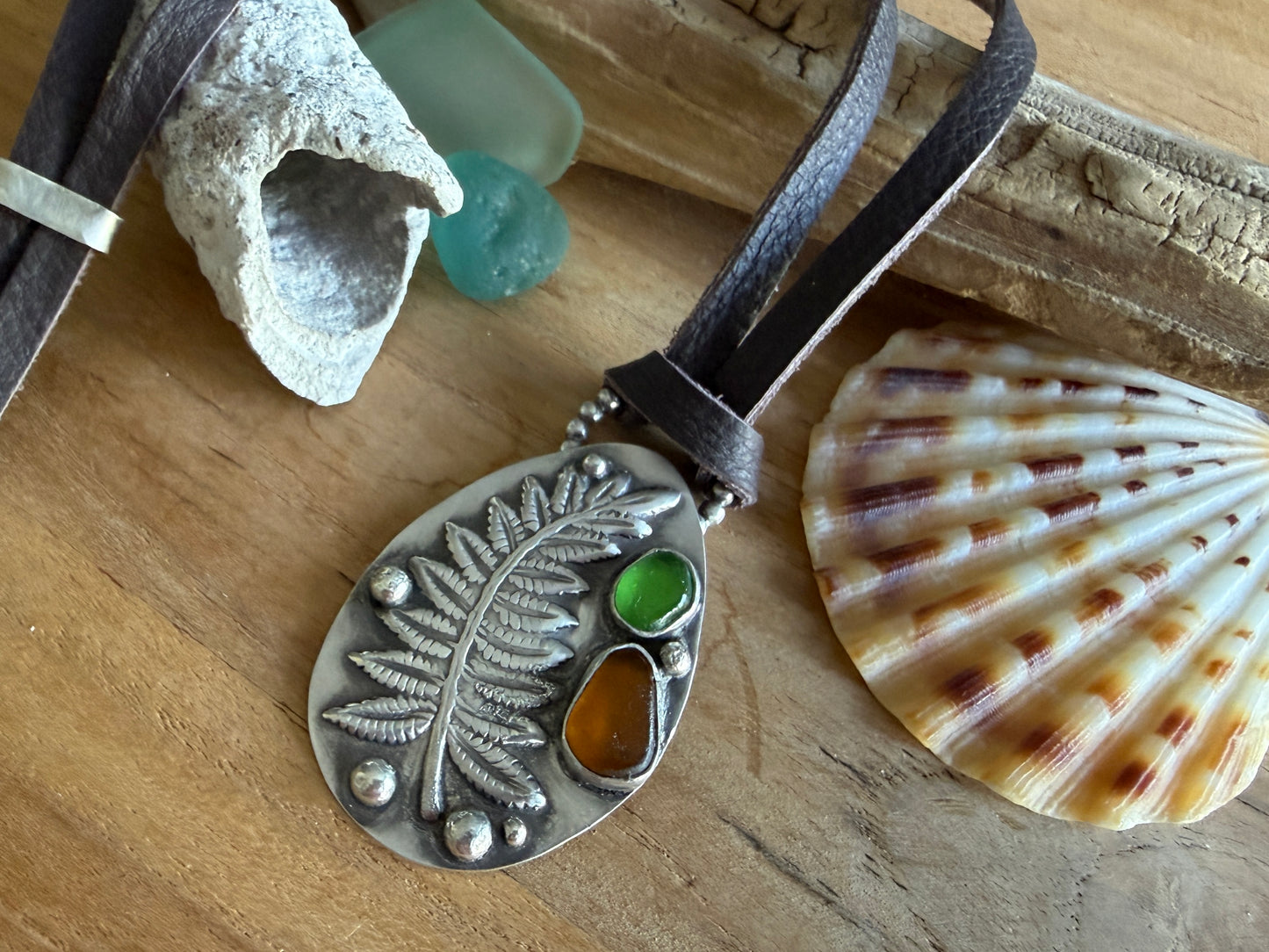 Sea Glass Fern Necklace