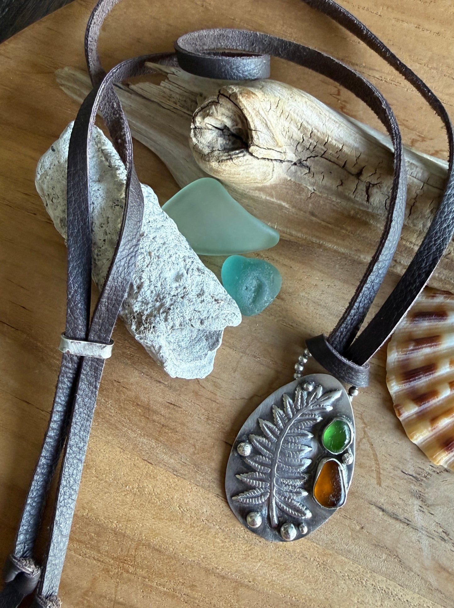Sea Glass Fern Necklace
