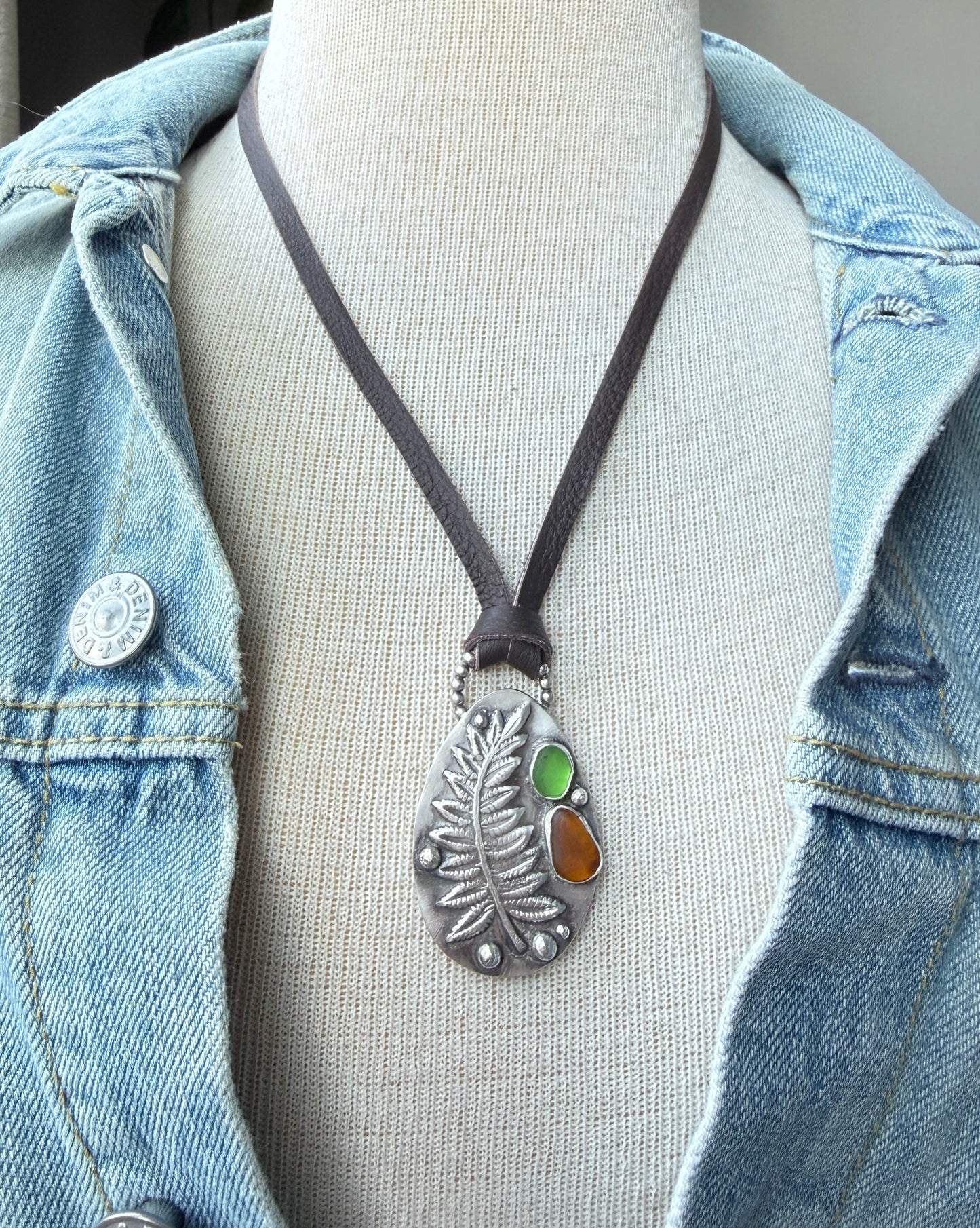 Sea Glass Fern Necklace