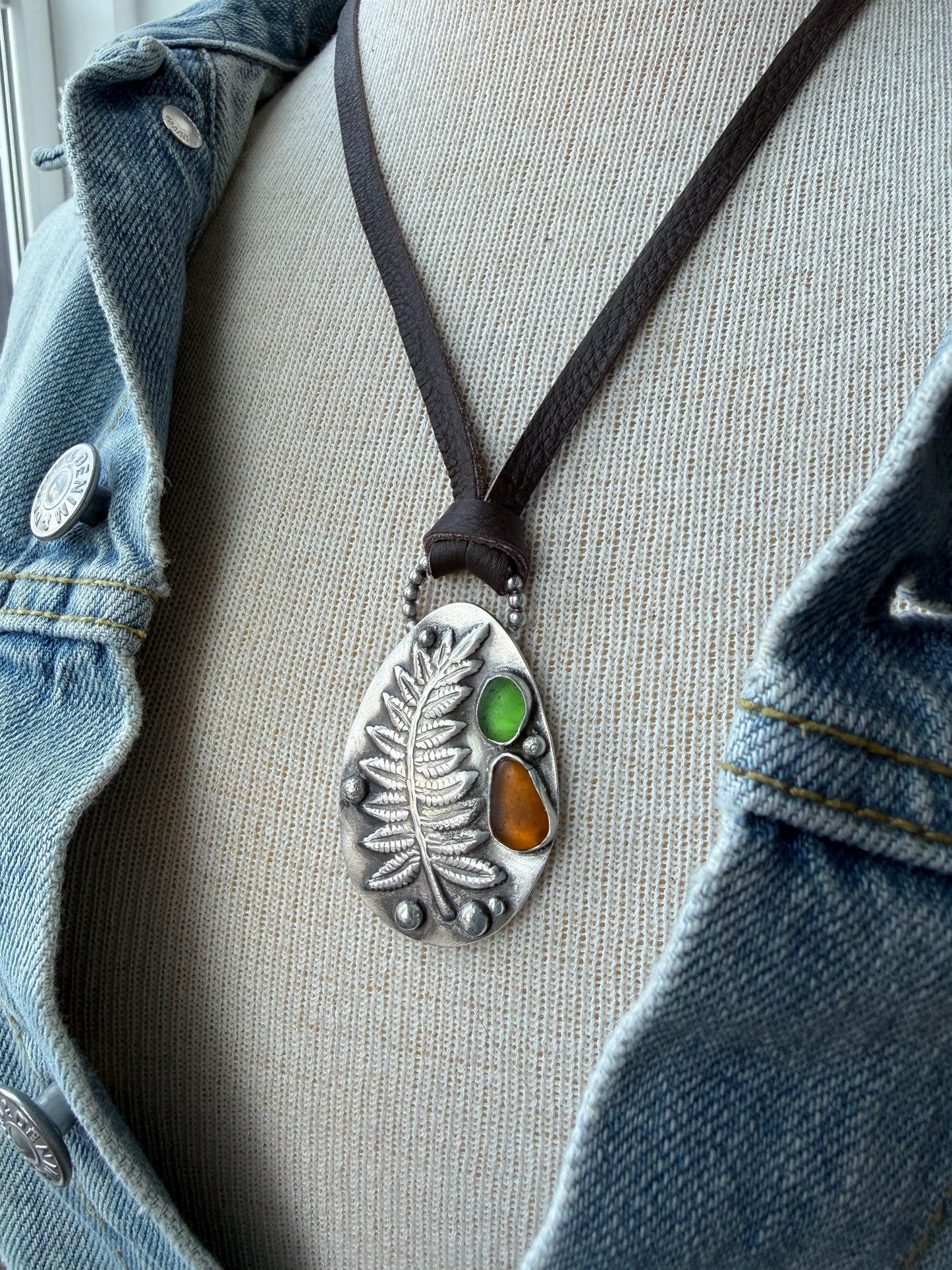 Sea Glass Fern Necklace