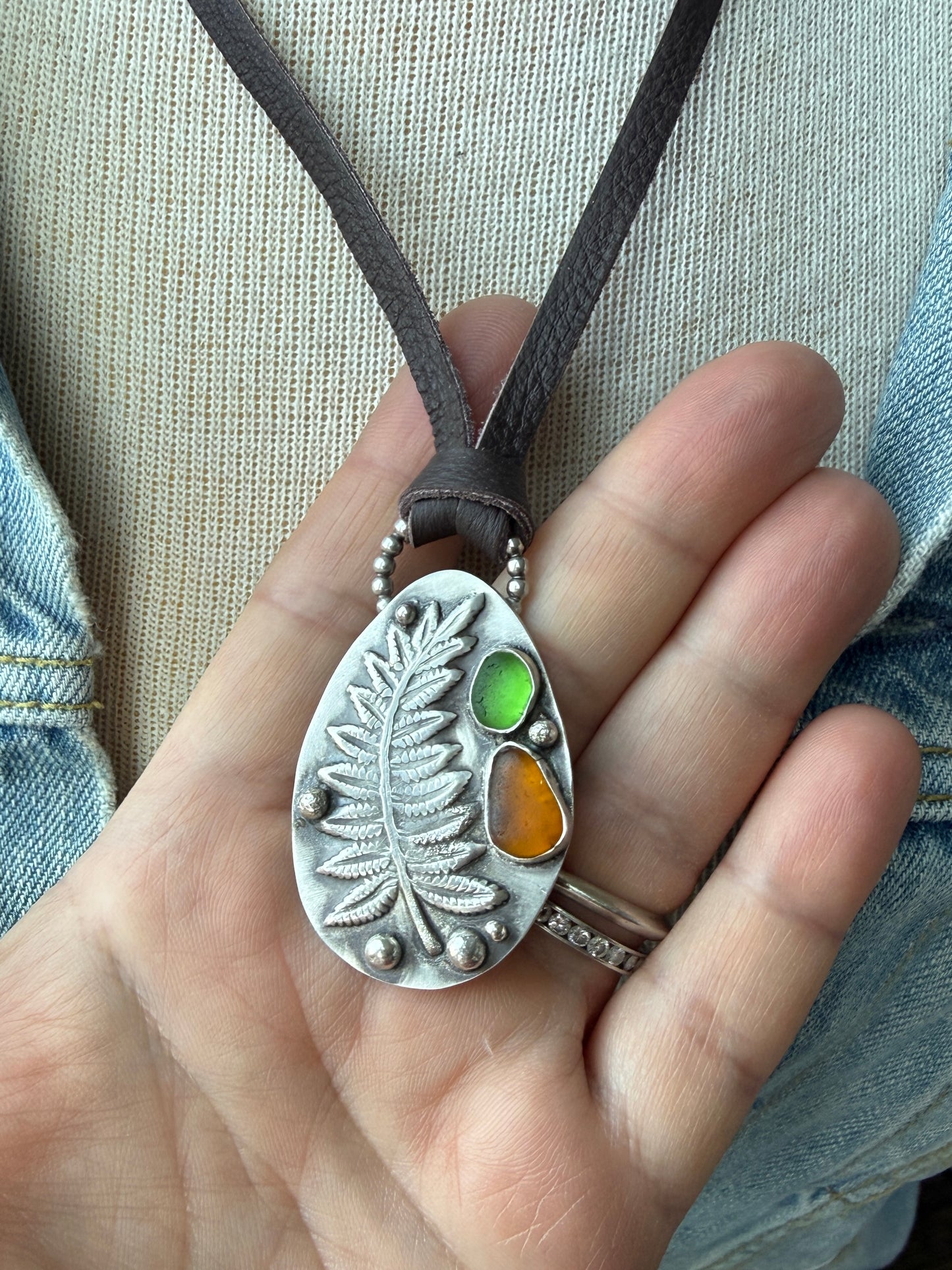 Sea Glass Fern Necklace