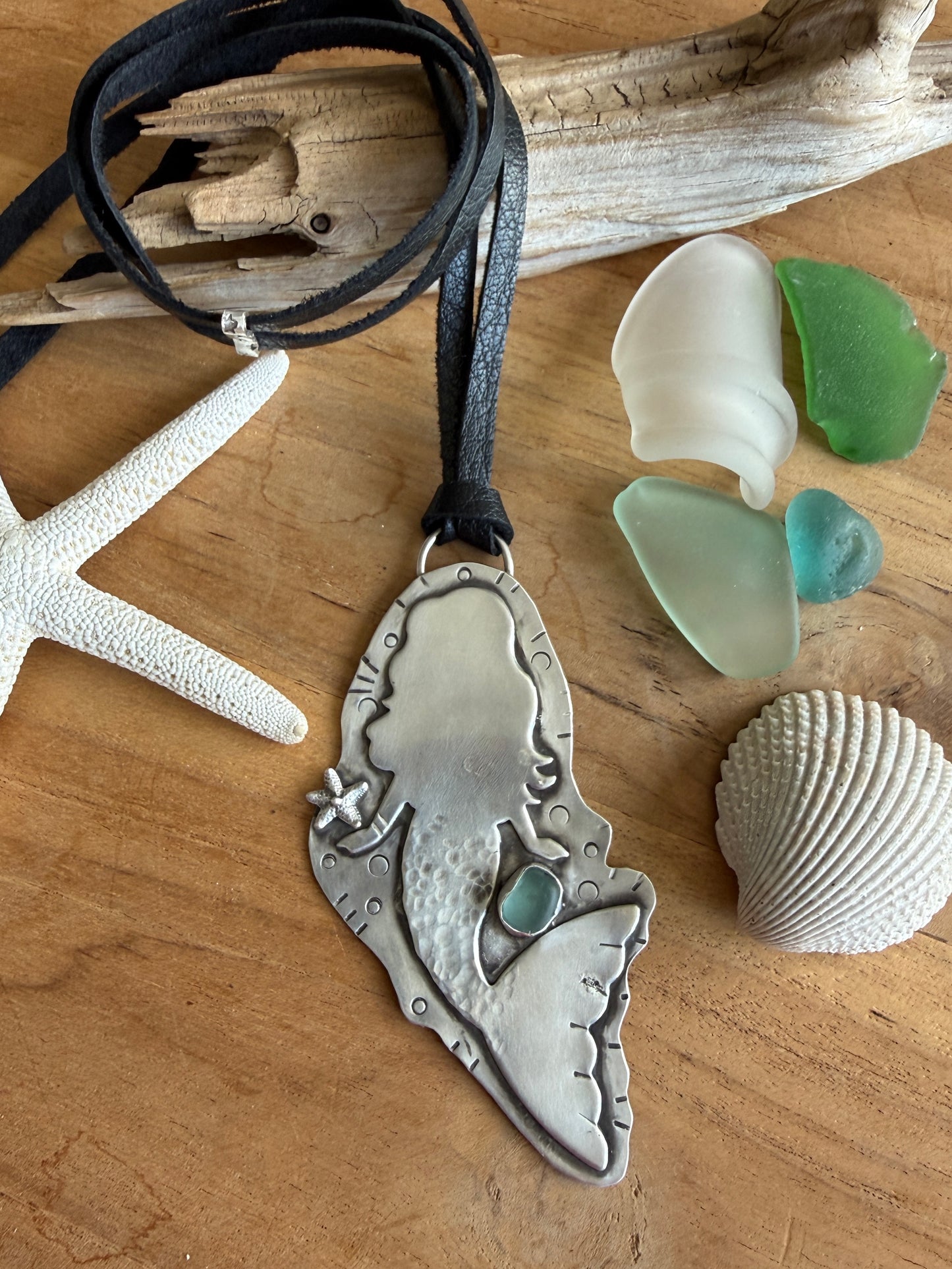 Sterling Silver Sea Glass Siren Necklace