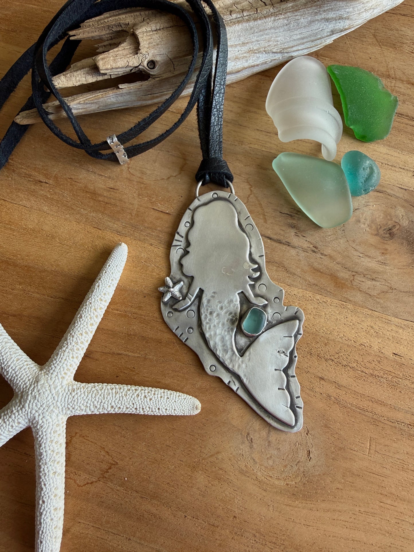Sterling Silver Sea Glass Siren Necklace