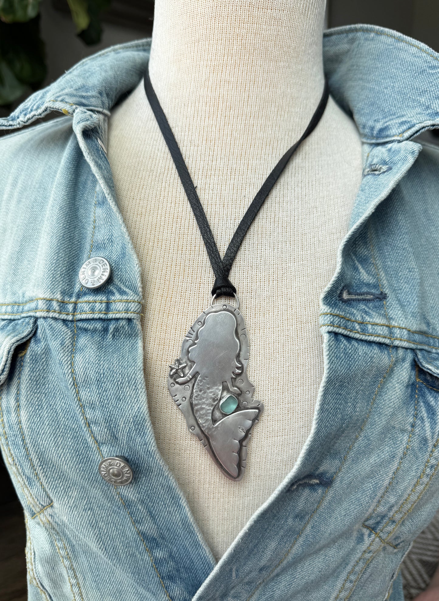 Sterling Silver Sea Glass Siren Necklace