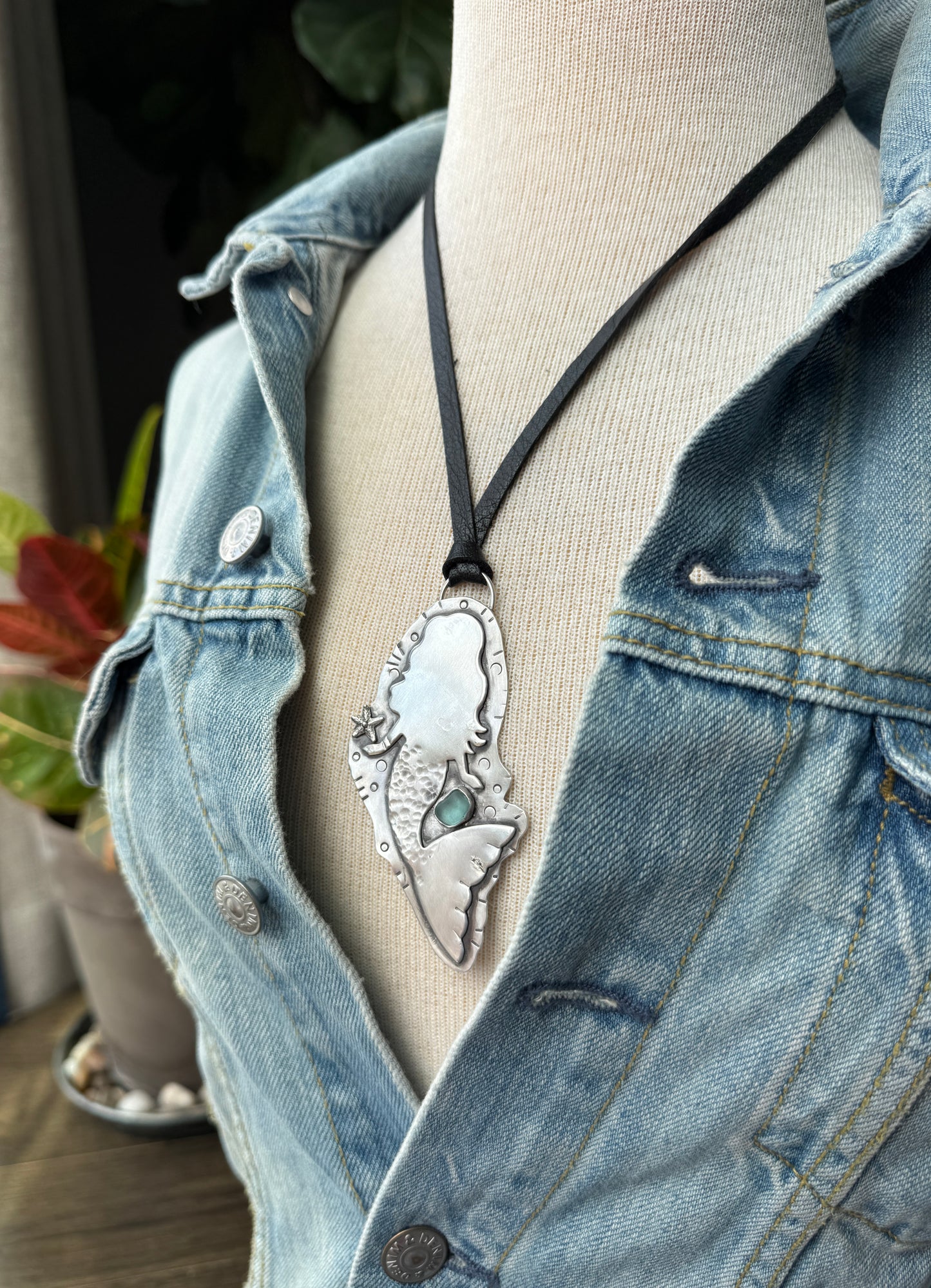 Sterling Silver Sea Glass Siren Necklace