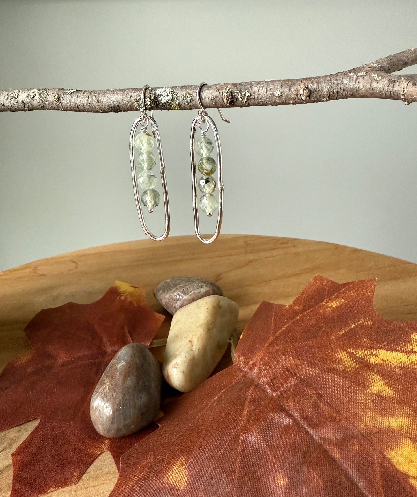 Prehnite Oval Earrings