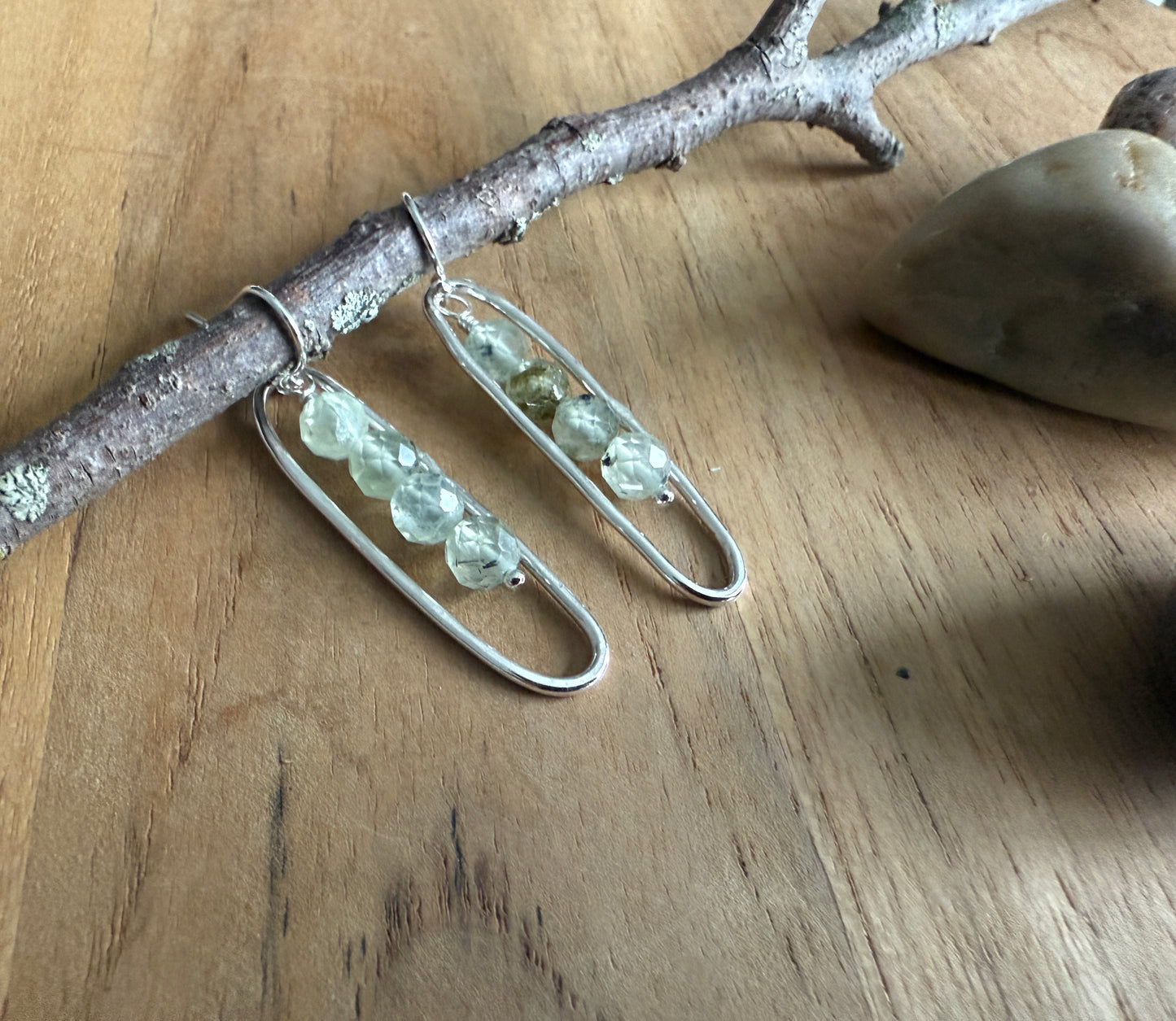 Prehnite Oval Earrings