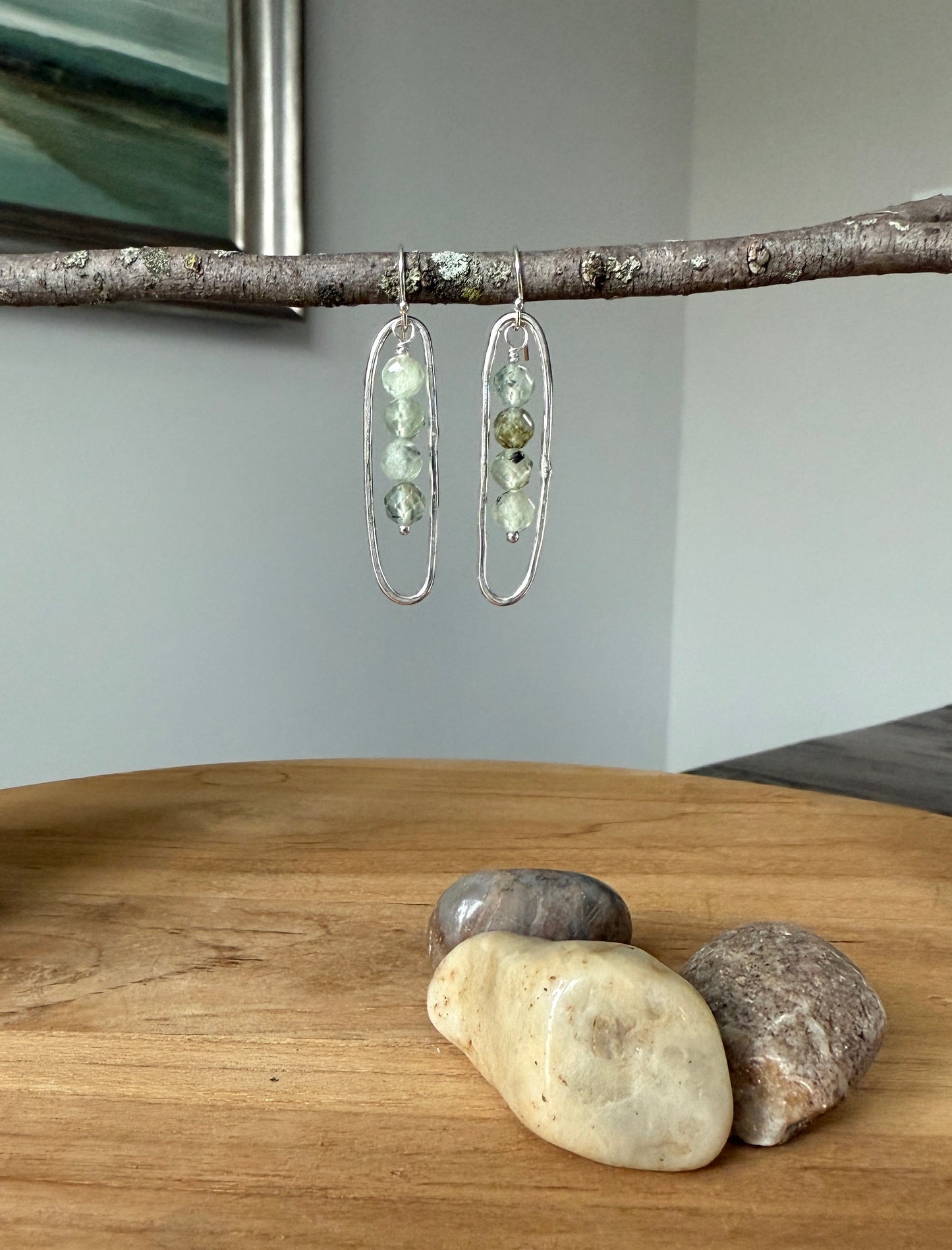 Prehnite Oval Earrings