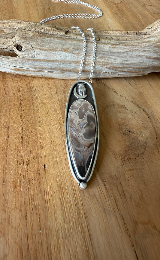 Petrified Palm Root Owl Necklace